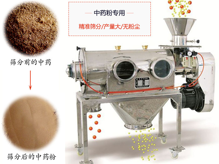 WQS50-130臥式氣流篩：中藥粉專用篩：精度篩分/產(chǎn)量大/無粉塵符合標(biāo)準(zhǔn)。