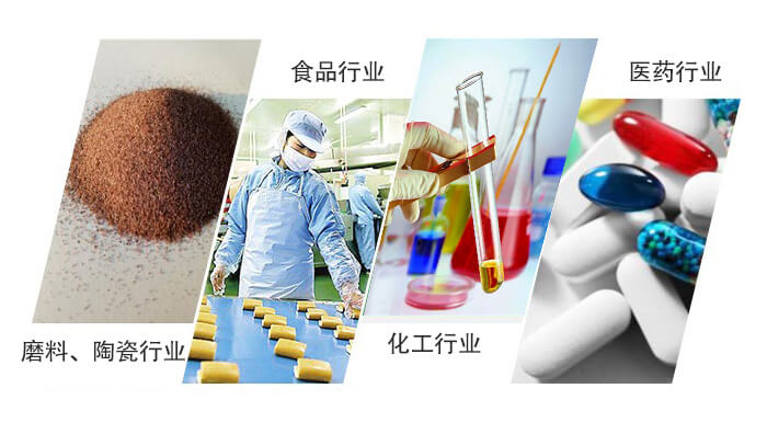 圓形旋振篩適用行業(yè)：磨料，陶瓷行業(yè)，食品行業(yè)，化工行業(yè)，醫(yī)藥行業(yè)。