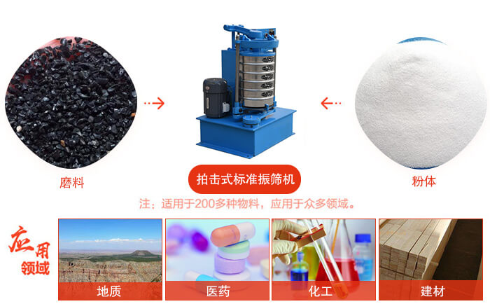 拍擊篩適用于多種物料顆粒狀，粉狀，不規(guī)則物料的篩分。